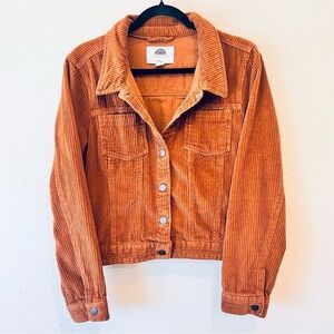 1 Sunset Lane Corduroy Brown Rust Button Down Jacket Large